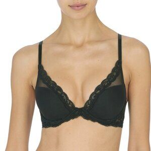 NWOT Natori Feathers Contour Plunge Bra 32D Black